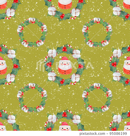 Xmas watercolor seamless pattern. For greeting cards, stationery, wrapping paper, wallpaper, splash screen, social media 95086199