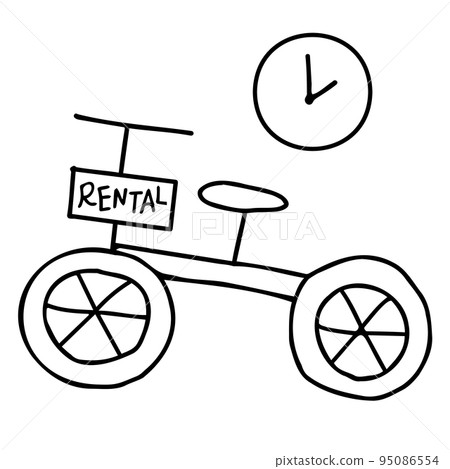 出租自行車的線描插圖 出租自行車的線描插圖 95086554