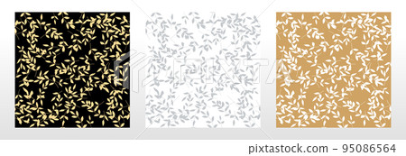 Geometric floral set of seamless patterns. Colored vector backgrounds. Simple illustrations 95086564