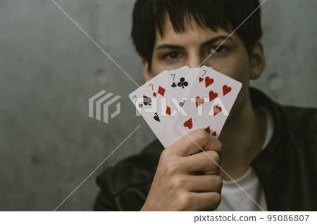 playing cards and man playing cards and man 95086807
