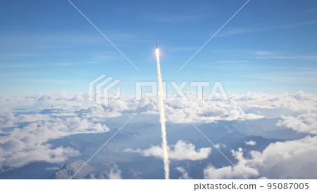 Rocket fly above the clouds Rocket fly above the clouds 95087005