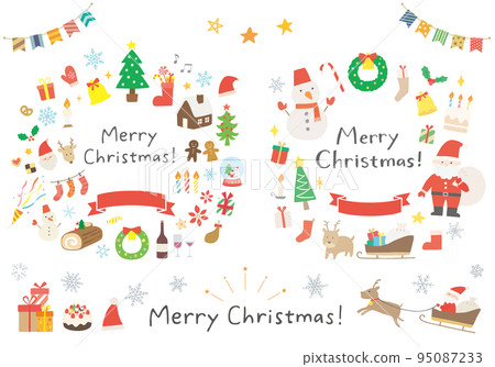 Christmas illustration frame set (with letters) 95087233