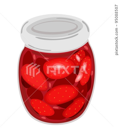 Strawberry jam in a glass jar. Vector isolated illustration. Strawberry jam in a glass jar. Vector isolated illustration. 95088507