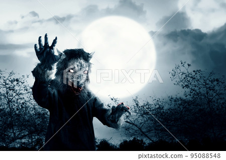 A werewolf with a full moon A werewolf with a full moon 95088548
