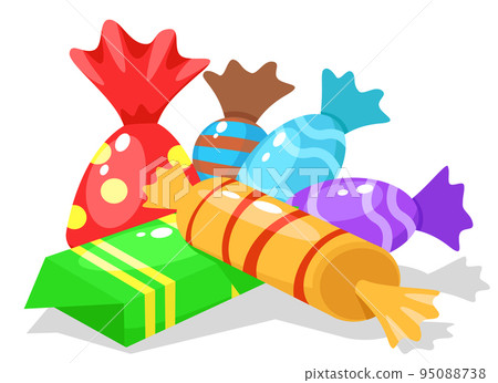 Candies of different shapes on a white background. 95088738