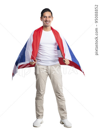 Asian men celebrate Thailand's independence day on 05 December by holding the Thailand flag 95088852