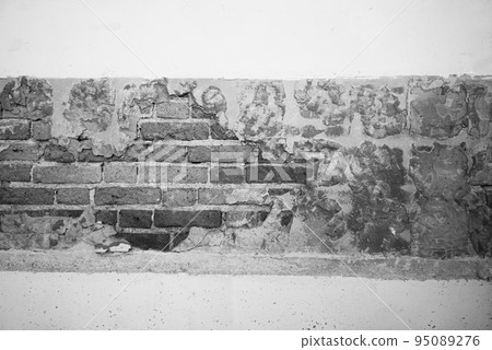 Black and white background concept, Old white masonry is cracking and decaying. The abstract white interior of an old broken brick wall for background, Shabby Building Facade with Damaged Plaster. Black and white background concept, Old white masonry is cracking and decaying. The abstract white interior of an old broken brick wall for background, Shabby Building Facade with Damaged Plaster. 95089276