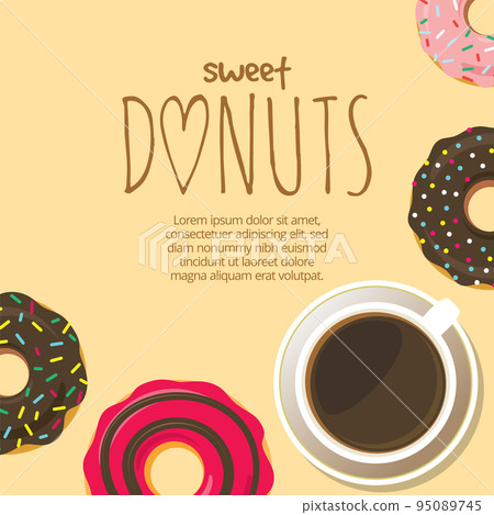 Cup of Coffee and Donuts Background Cup of Coffee and Donuts Background 95089745