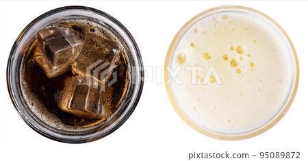 refreshing drinks cola with ice and beer 95089872