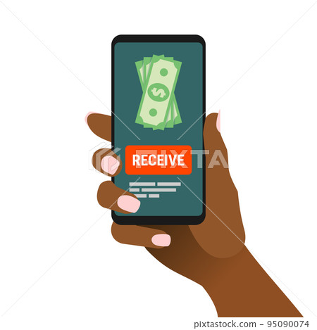 African Female Hand Hold Smartphone with Receive Message on Screen African Female Hand Hold Smartphone with Receive Message on Screen 95090074