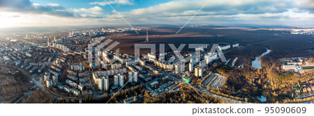 Aerial Kharkiv city center, Pavlove Pole panorama 95090609