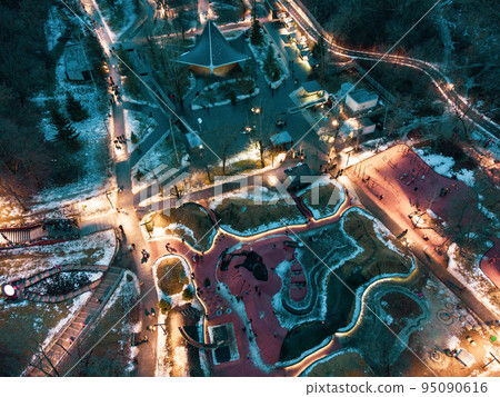 Aerial view Sarzhyn Yar, Kharkiv city winter park 95090616
