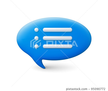 Speech bubble 3d element. Blue render imitation vector message balloon. Dialog, chat conversation, survey or chatting business icon design 95090772