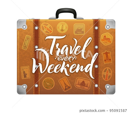 Travel suitcase. concept background travel weekend adventure. Vector lettering 95091587