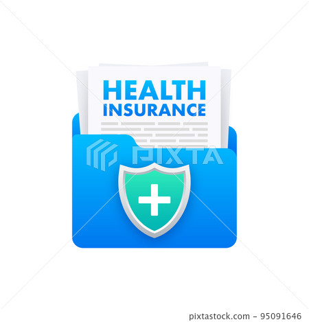 Health insurance concept. Medical document, clipboard. Vector illustration. 95091646
