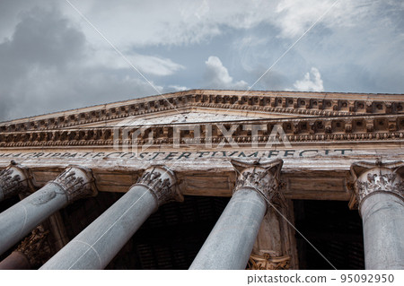 Old Roman temple and cloudy sky on background 95092950