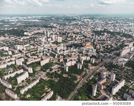 Aerial Kharkiv city center, streets, buildings Aerial Kharkiv city center, streets, buildings 95093089