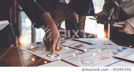 Group of Business man and Accountant checking data document for investigation of corruption account. Anti Bribery concept 95095548