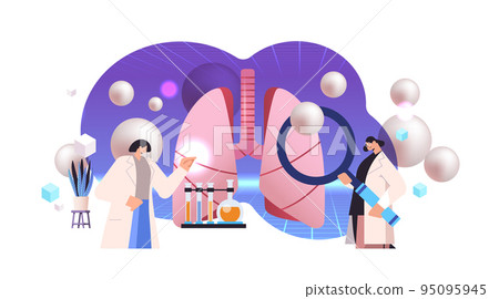 scientists examining anatomical lungs human body internal organ medicine science healthcare concept 95095945