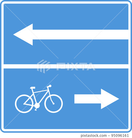 A bicycle with an arrow on a blue background. A bicycle with an arrow on a blue background. 95096161