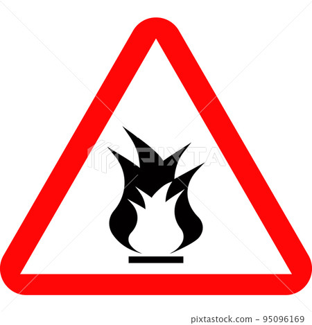 A warning sign about a fire. Vector image. 95096169