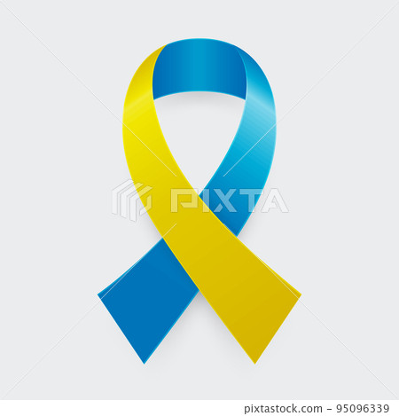 Vector 3d Realistic Yellow and Blue Ribbon Icon Closeup Isolated on White Background. Support for Ukraine Symbo Clipart. Design Template for Anti War Call, Peace, Struggle, Protest 95096339
