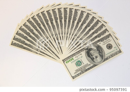 Money fan. US dollar banknotes. American one hundred dollar bills. Concept of banking business and financial investment money 95097391