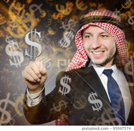 Arab man with dollars in business concept 95097574