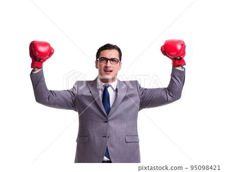 Businessman boxing isolated on the white background 95098421