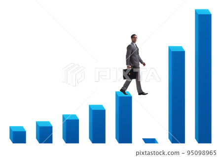 Businessman in growth concept with bar charts Businessman in growth concept with bar charts 95098965