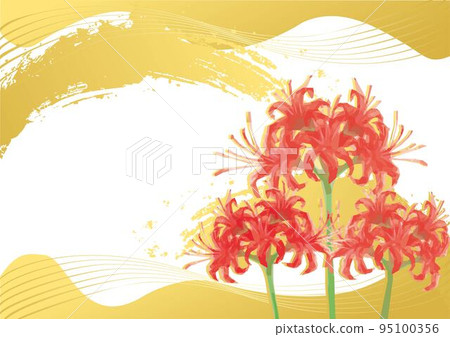 Cluster amaryllis blooming on a golden background, autumn, frame, copy space, hand-painted, watercolor, illustration material 95100356