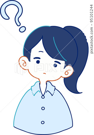 Illustration of a person who does not understand the intention and tilts his head Illustration of a person who does not understand the intention and tilts his head 95101244