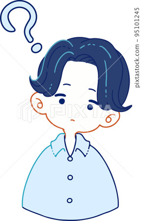 Illustration of a person who does not understand the intention and tilts his head 95101245