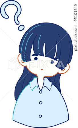Illustration of a person who does not understand the intention and tilts his head 95101249