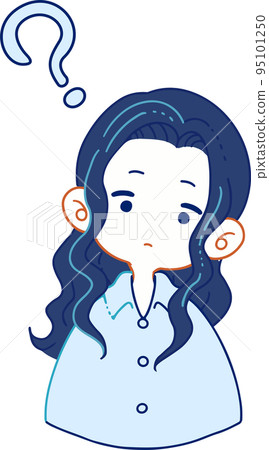 Illustration of a person who does not understand the intention and tilts his head Illustration of a person who does not understand the intention and tilts his head 95101250
