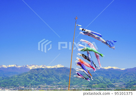 Tanigawa mountain range and carp streamers 95101375