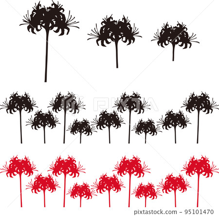 Higanbana illustration material set, silhouette, Japanese pattern, Japanese style, autumn, flower, hand-painted Higanbana illustration material set, silhouette, Japanese pattern, Japanese style, autumn, flower, hand-painted 95101470