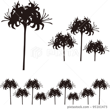 Higanbana illustration material set, silhouette, Japanese pattern, Japanese style, autumn, flowers, hand-painted, black Higanbana illustration material set, silhouette, Japanese pattern, Japanese style, autumn, flowers, hand-painted, black 95101473