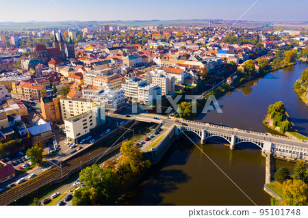 Flight over the city Kolin and Laba river Flight over the city Kolin and Laba river 95101748