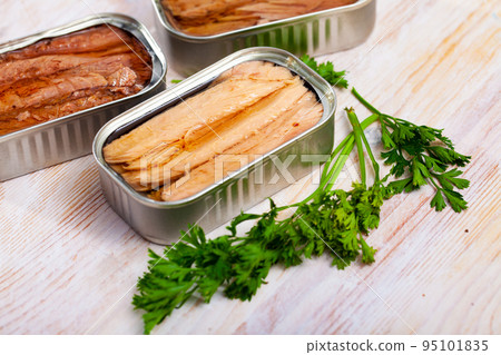 Canned seafood, melva fish fillets preserved in oi Canned seafood, melva fish fillets preserved in oi 95101835
