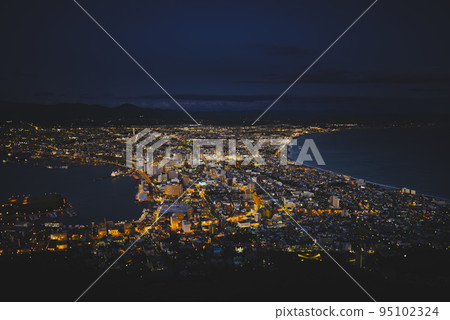 Beautiful night view of Hakodate city from Mt. Hakodate Beautiful night view of Hakodate city from Mt. Hakodate 95102324