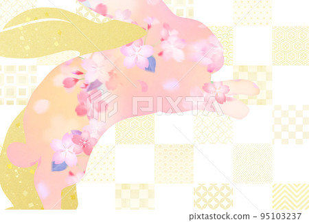 帶有美麗花卉圖案的新年賀卡 95103237