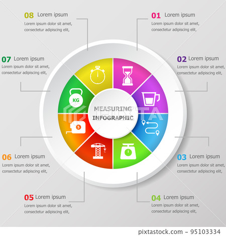 Infographic design template with measuring icons 95103334