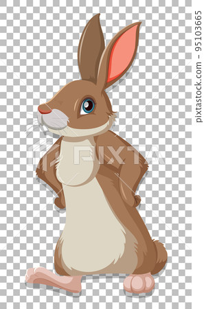 Cute rabbit on grid background-插圖素材 [95103665] - PIXTA圖庫