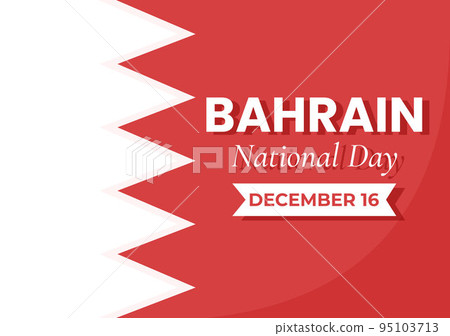 Bahrain National Day or Independence Template Hand Drawn Cartoon Flat Illustration with Wavy Flag in 16th of December Patriotic Holiday Design 95103713
