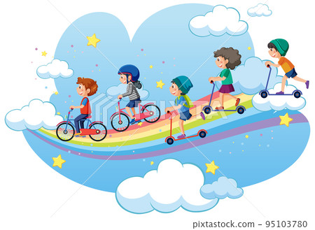 Happy kids on rainbow 95103780