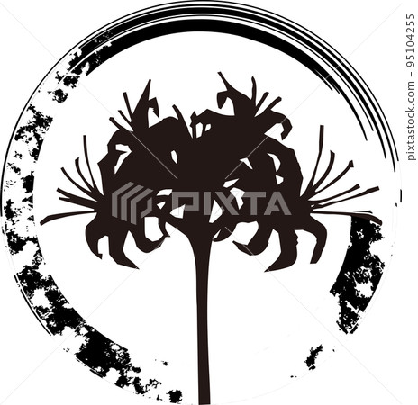 Sumi-e cluster amaryllis silhouette autumn hand-drawn Japanese style Japanese pattern sumi circle illustration material Sumi-e cluster amaryllis silhouette autumn hand-drawn Japanese style Japanese pattern sumi circle illustration material 95104255