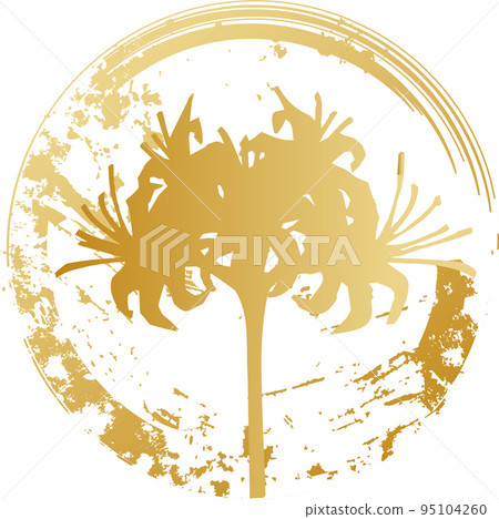 Sumi-e cluster amaryllis illustration, silhouette, autumn, hand-drawn, Japanese style, Japanese pattern, sumi circle, material 95104260