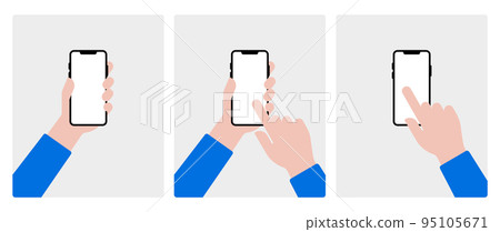 Illustration set of hands operating smartphones Illustration set of hands operating smartphones 95105671