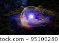 Abstract black hole with nebula over colorful stars and cloud fields in outer space. Elements of this image furnished by NASA. 95106280